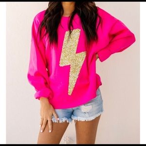 Judith March lighting bolt hot pink sweatshirt
